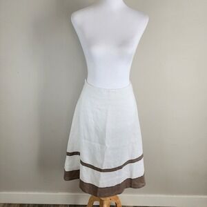 Gilani 100% Linen‎ Skirt Womens 8 White Vacation Luxury Capsule Wardrobe Fairy